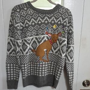 Carbon‎ Men's Ugly Christmas Sweater Reindeer Pooping Lightbulbs Sz M GUC *READ*